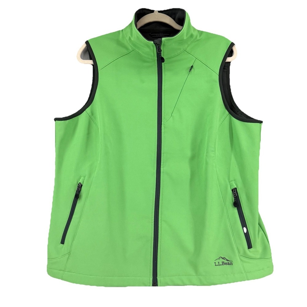 LL Bean Soft Shell Lined‎ Vest Women's Plus Size 1X Water Resistant Green